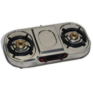 2B Burner Oval Gas Stove, Brass Top