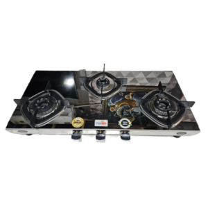 Three Burner Stainless Gas Stove with 2mm Body thikness and Matchless Pan Supppry and with Jumbo Brass Top
