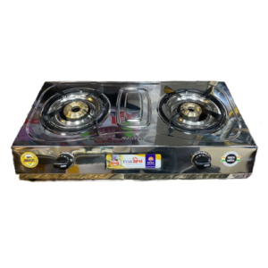 Double Burner Stailness Steel Gas Stove with Rod Pan Support